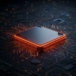 CPU 개념 설명 썸네일 이미지, 빛나는 마이크로프로세서 칩