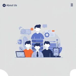 퀵픽 팀 소개 페이지 썸네일 - 협업하는 전문가 팀을 상징하는 미니멀 일러스트레이션