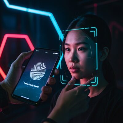 a person holding a phone and touching a screen
