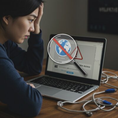 노트북 인터넷 연결 없음 문제 해결 방법을 상징하는 이미지